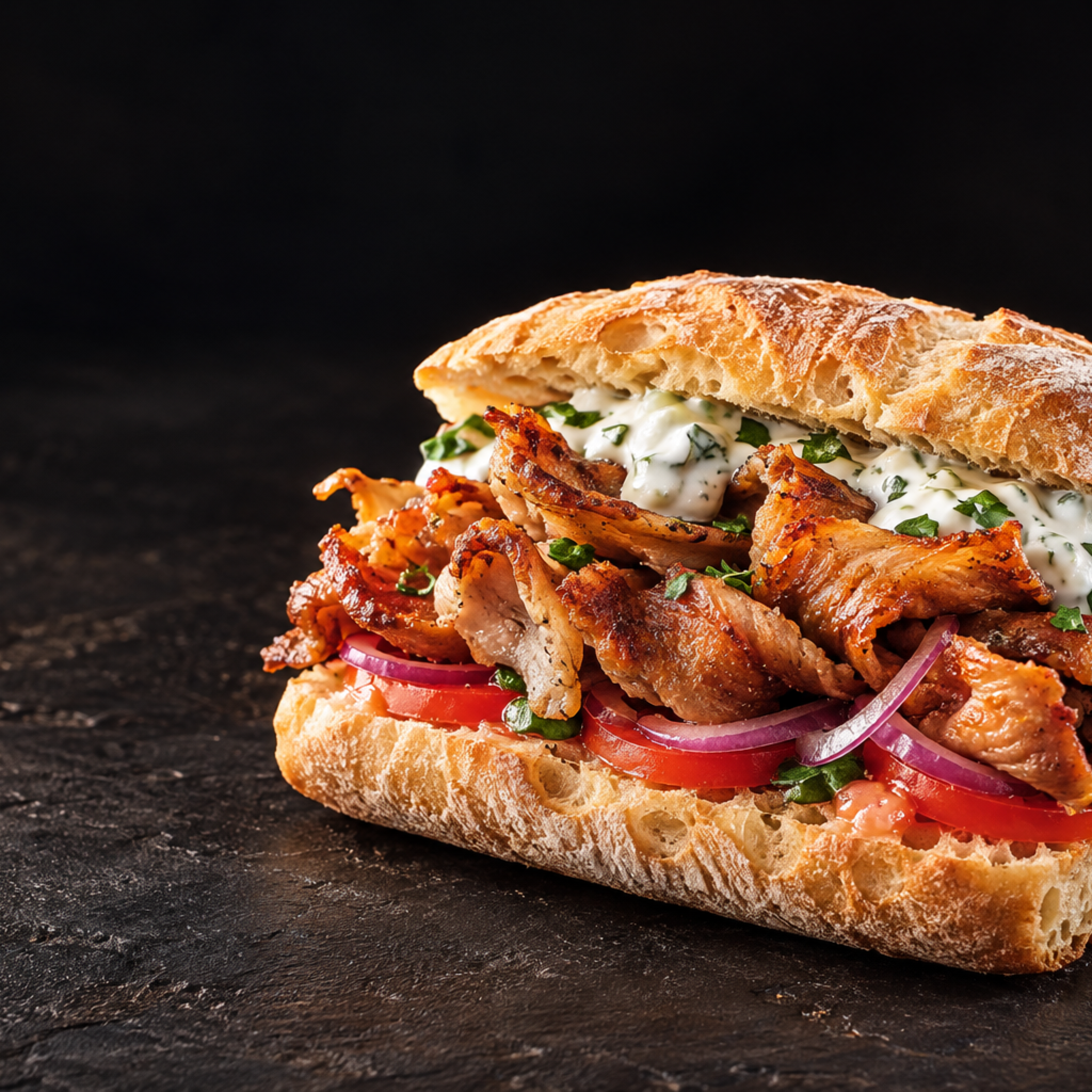 Greek gyros served in a sandwich